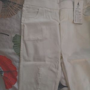 High Waist Skinny Jean Leggings in White